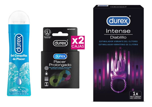 Durex Combo Preservativos Placer Prol.+ Anillo Vibrador+ Gel