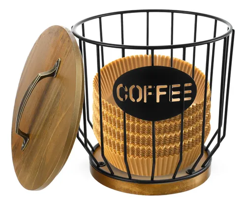 Yuanan Soporte De Filtro De Cafe Con Tapa De Madera, Accesor