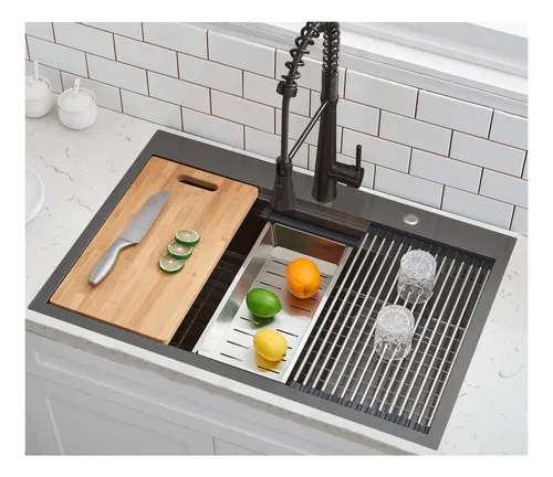 Shaco Fregadero De Cocina Negro De 33 X 22, Fregadero De De