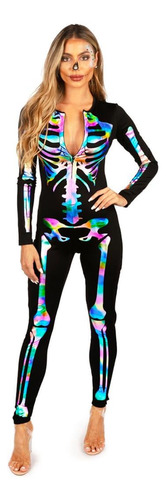 Disfraz De Esqueleto Para Mujer/talla S/iridiscente