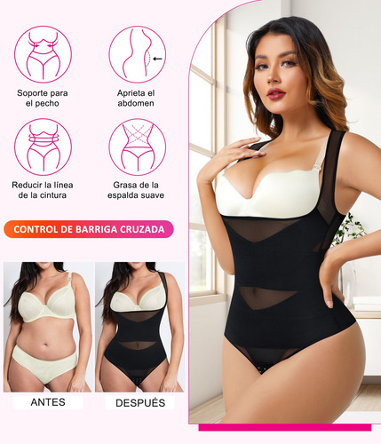 Beis Body Moldeador Control De Abdomen Tanga Busto Abierto