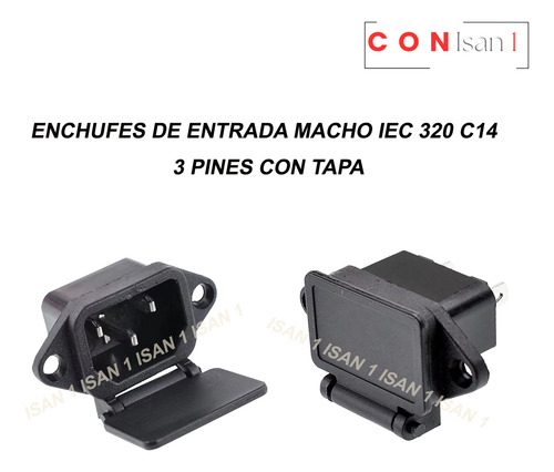 Enchufe Entrada Conector Macho Iec 320 C14, Tapa (5 Pzas)