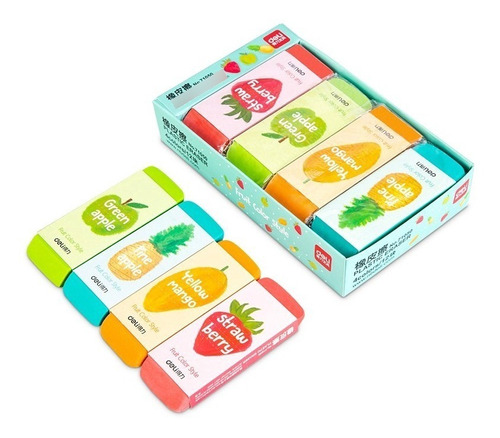 Kit 4pz Gomas Jumbo Frutales Colores Mixtos Premium Kawaii