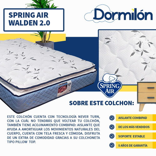 Colchón Spring Air Mega Colchoneta Ortopédico King Size