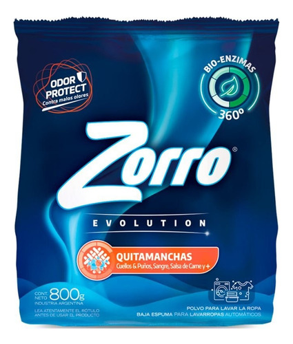 Jabon En Polvo Zorro Evolution 800 Grs