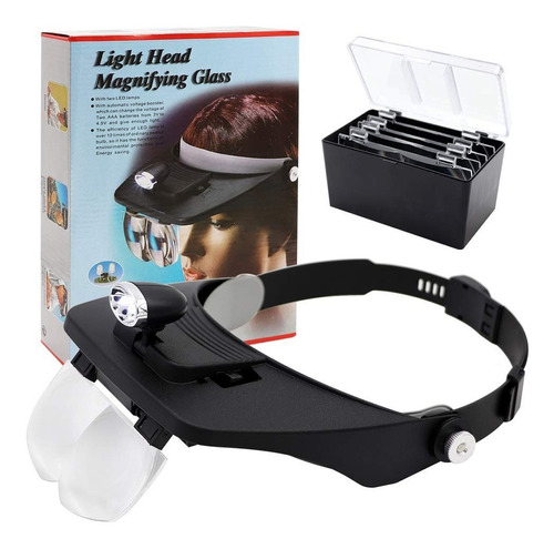 Lupa Visera De Cabeza Con Luz Led + Lentes Intercambiables