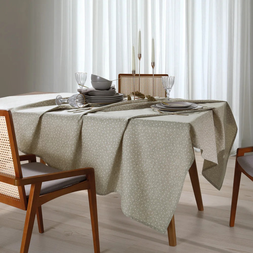 Toalha Mesa Retangular Clean Linhares Paloma 8 Lugares