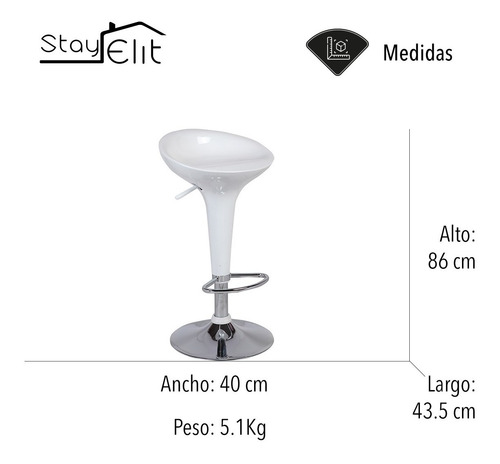 Imagen 2 de 6 de Juego Set De 2 Bancos De Barra Desayunador Altura Ajustable
