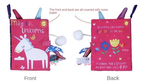 Libro Sensorial Tela Estimulación Temprana Bebé Unicornio