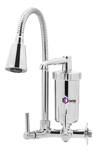 TorneiraFlexívelComFiltroGourmetParedeConeAbs2Jatos1/4VoltaFiltroRefilProSaúdeBlindadoTuboCozinhaDazieMetais