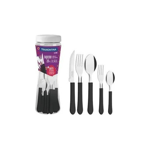 Cubiertos Leme Tramontina Juego Frasco 20 Pzas Cocina Set