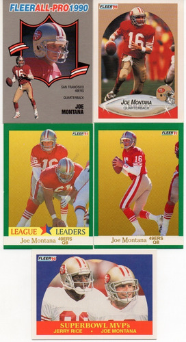 1989-1991 Fleer Set ( 5 ) Joe Montana San Francisco 49ers