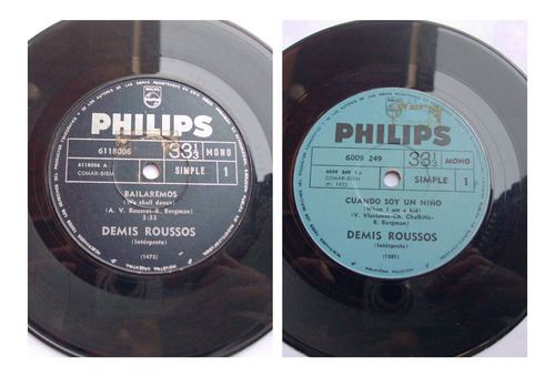 Demis Roussos / 2 Vinilos Simples - Exitos Romanticos 70s 