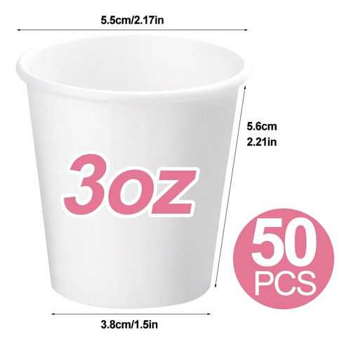 Paquete De 50 Vasos De Papel Blanco De 3 Oz, Tazas De Baño D