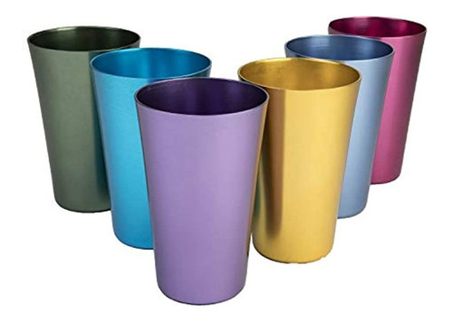 Conjunto De Seis Vasos De Aluminio Anodizado