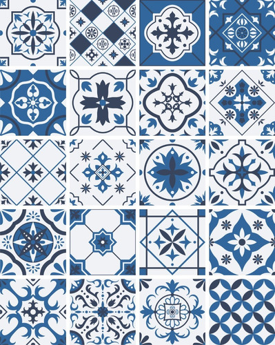 Azulejos Adhesivos 20 Pz 10x10 Cm Mosaicos Cocina Baño Azul