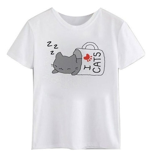 Polera Gato I Love Cats Amo A Los Gatos Unisex 