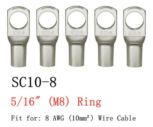 Pack 12 Terminal Bateria Sc10-8 Cable 8mmcuadrado Hoyo 8 Mm