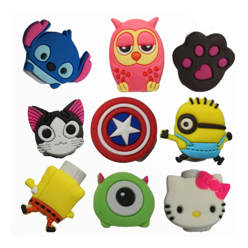 Protector Cable Celular Usb I Phone Caricaturas Pack 10pz