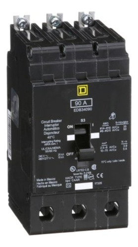 Interruptor Edb 34090 Square D 3x90 Amp Tablero Nf