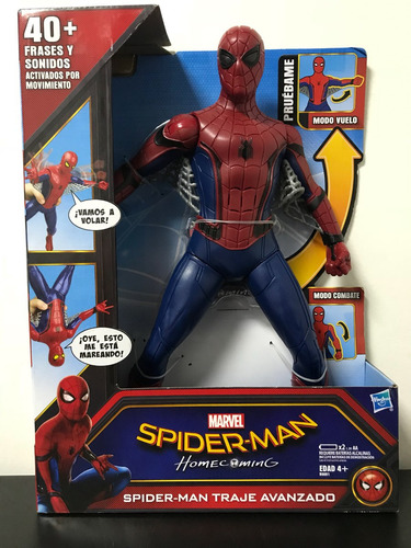 Figura Spiderman Traje Avanzado - 38 Cm Hasbro 40 Frases Esp