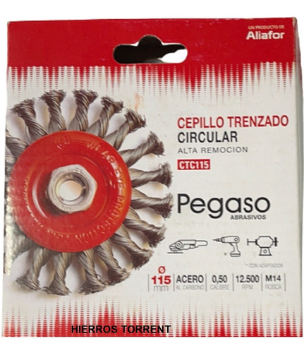 Imagen 3 de 7 de Cepillo Trenzado Circular Aliafor 115 Mm Amoladora Taladro