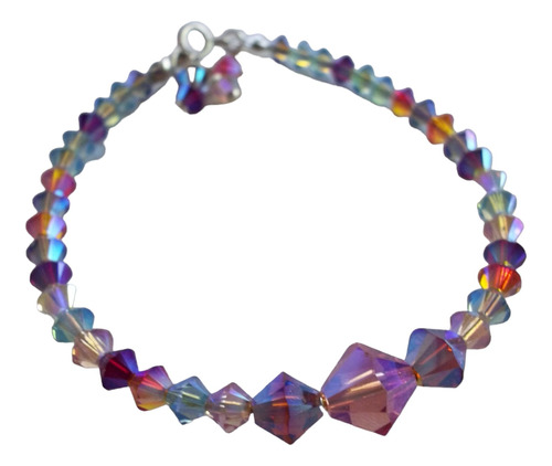 Pulsera De Plata Con Cristales Swarovski.ab Multicolor.