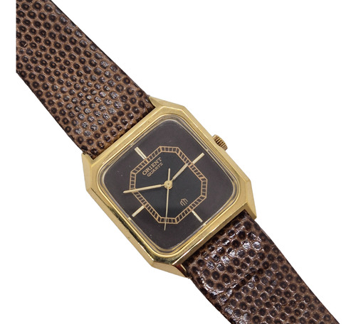 Reloj Orient Japan H Cuarzo Enchapado C/cuero Marrón Dorado Marrón