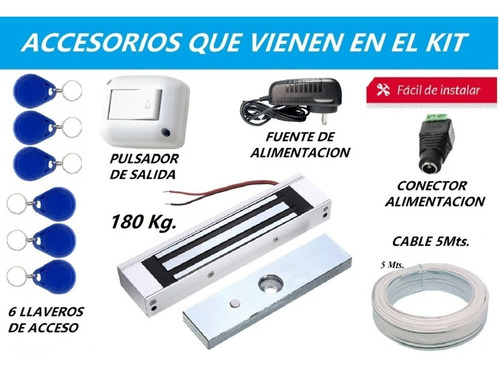 Cerradura Magnetica 180 Kg + Control Acceso Abre Puerta Mx
