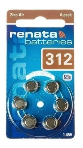 Imagen 3 de 7 de Pilas Audifono Zinc Air Renata 312(pr41) 6 Unidades Alemanas