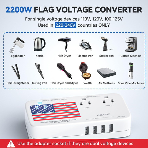 Convertidor De Voltaje 220 V A 110 V 2200 W Para Viajes