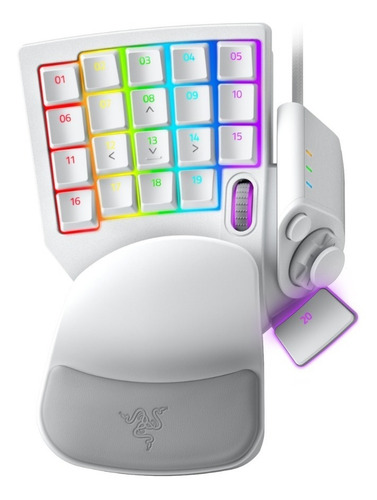 Teclado de uma mão gamer Razer Tartarus Pro cor mercury white com luz RGB