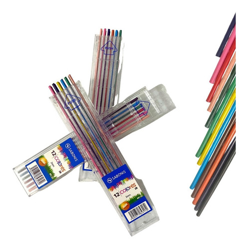 Imagen 1 de 2 de Minas 2mm De Colores 3 Paquetes Con 12 Repuestos Sabonis