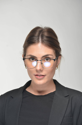 Anteojos Lectura Armazon Lente Metal Unisex Hadar Zienna Negro Dorado