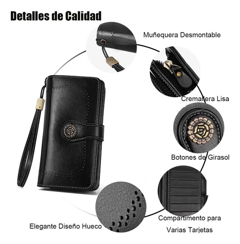 Cartera Mujer De Gran Capacidad, Cartera De Piel Para La