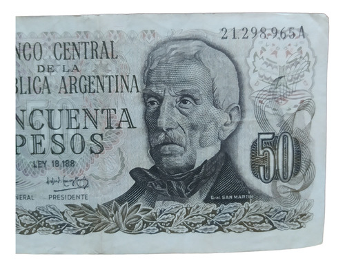 Antiguo Billete 50 Pesos Ley 18.188 Bottero 2367