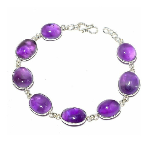 Luli Baño Plata 925 8 Piedras Amatista Leg Pulsera Brazalete