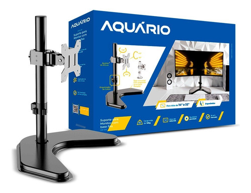 Suporte Para Monitor 14 A 32 Base Fixa De Mesa Sim-400 Preto