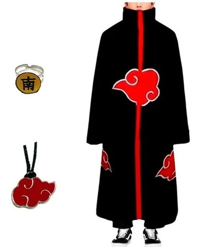 Roupa Naruto Akatsuki Infantil Colar Anel Akatsuki Kisame