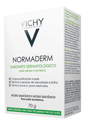 Sabonete Barra Dermatológico Vichy Normaderm Caixa 70g