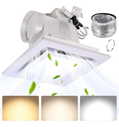 Bathroom Exhaust Fan With Led Light Feiton Square 30w 110cfm