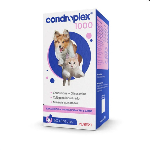 Condroplex 1000mg 60cáps Suplemento Cães E Gatos Condroitina