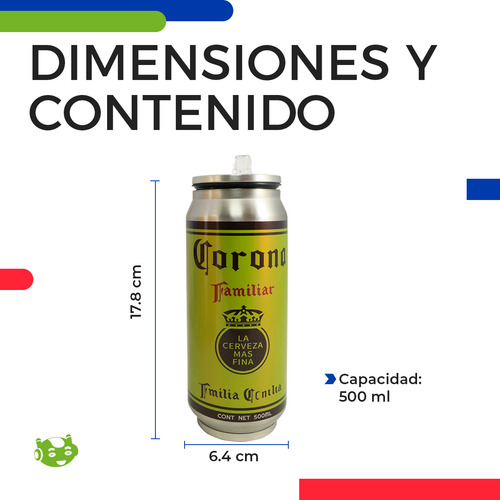 Vaso Térmico Portátil Slim Company De Acero Inoxidable Termo Lata 500 Ml Bebidas Calientes Y Frías Diseño Corona Familiar