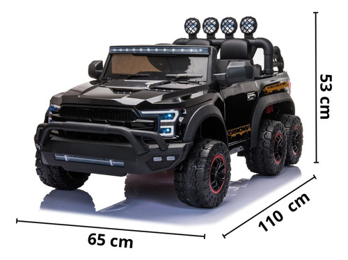 Mini Caminhonete Picape 6 Rodas Carro Elétrico Infantil Bateria 12V Preta Importway Bw-239pt