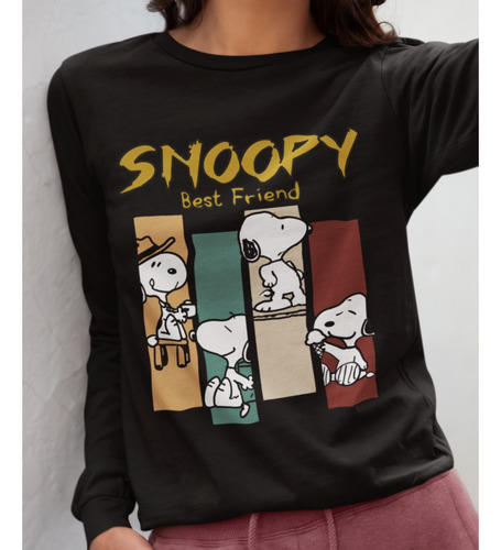 Playera Manga Larga Unisex Snoopy Best Friend Cuello Redondo