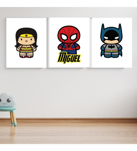 Cuadros Personalizados Superheroes 30x40 (3 Cuadros) + Envío