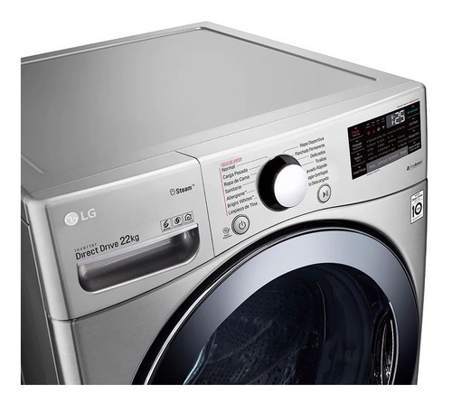 Imagen 4 de 4 de Lavadora LG 22kg Cromada Carga Frontal Direct Drive Thinq