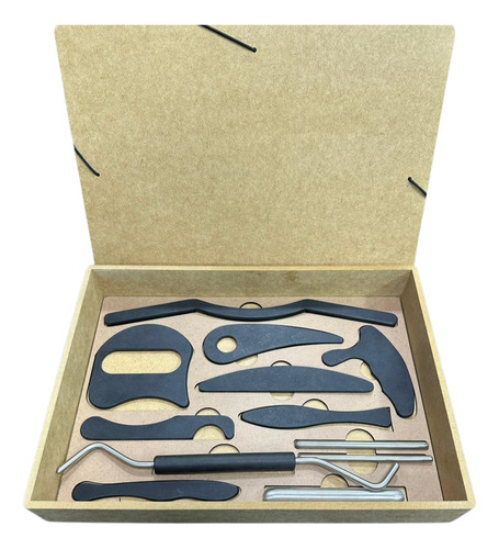 Kit Com 12 Instrumentos Liberação Miofascial Massagem Iastm Cor Preto
