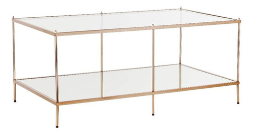 Homeroots Mesa De Centro Rectangular Con Espejo De Cristal