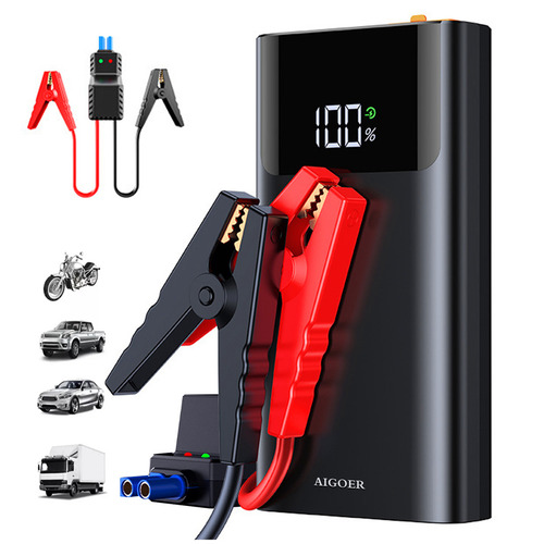 Bateria Auxiliar De Partida Carregador Portatil Veicular Com Emergência 8000mah De Automotivo Caminhao Moto Jump Starter Iluminação Led Aigoer
